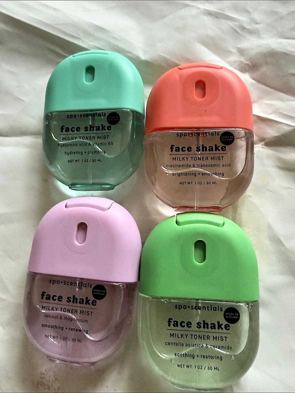 spa·scentials Face Shake Milky Toner Mist Set of 4 Toner Mists NWT